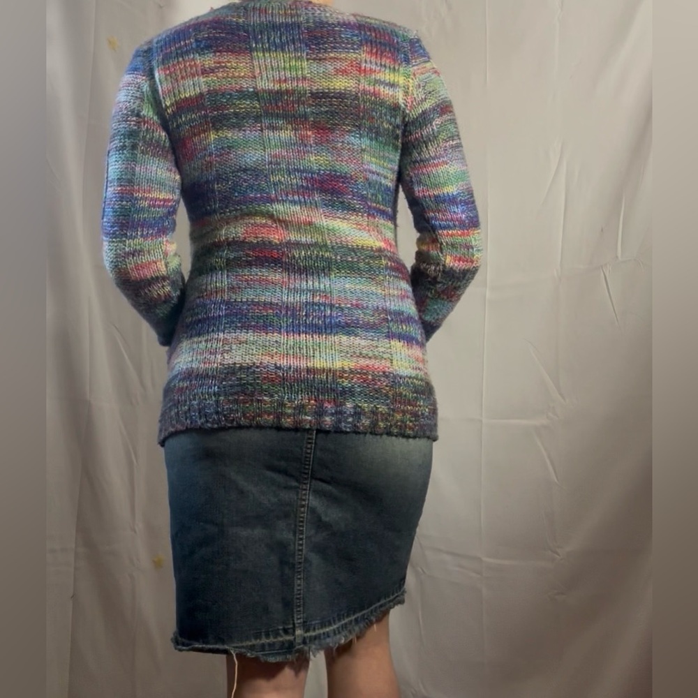 Y2K Rainbow Knit Long Sleeve girly Cozy Sweater Size L - Picture 16 of 16